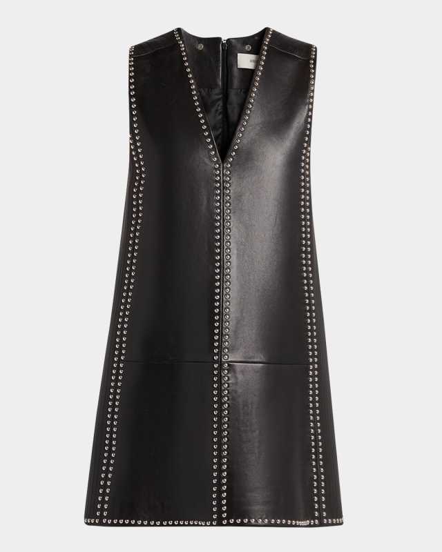 Journey Studded Leather Mini Dress